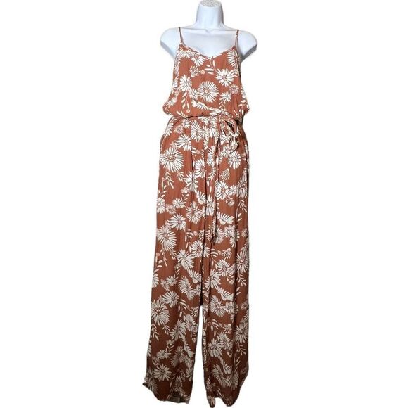 SO Goods for Life Women's Floral Jumpsuit Pants Summer Sleeveless Brown Small - Picture 4 of 9